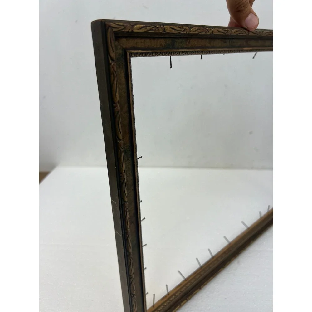 Vintage Art Deco Wood Picture Frame Gold Polychrome Paint 20s 30s Fits 12